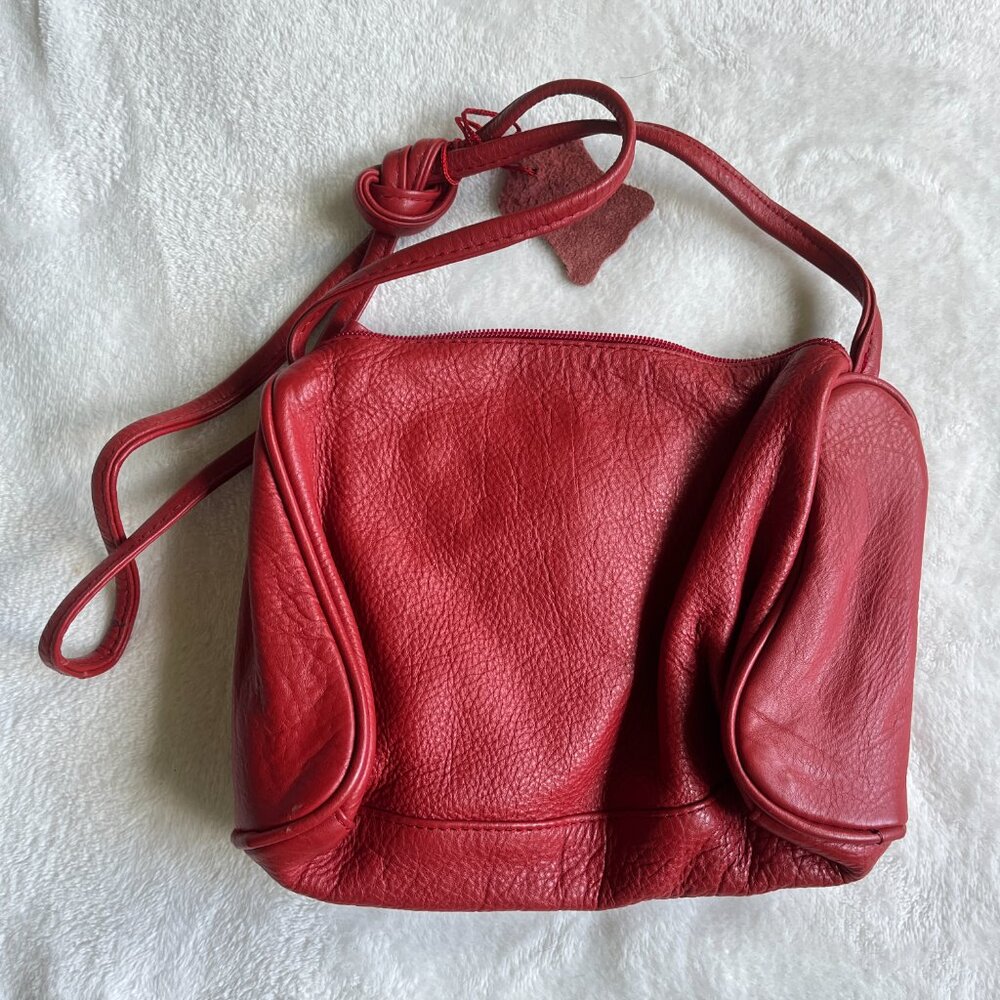 3/$30 🌟 VTG Genuine Leather Red Crossbody Purse - Picture 3 of 5